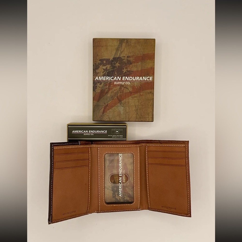 American Endurance Supply Co. Genuine Leather Weaved, Brown Tri-fold Wallet
